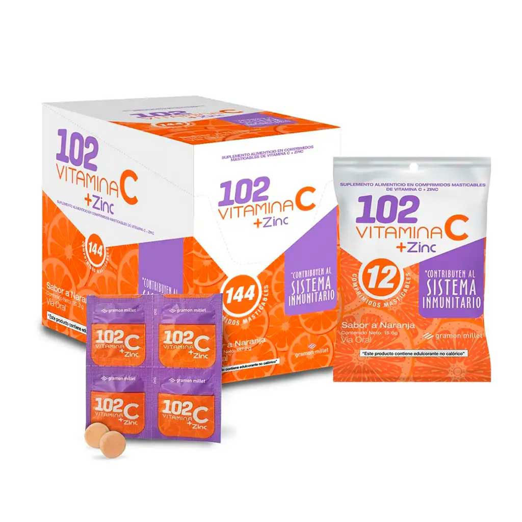 102 VITAMINA C+ ZINC NARANJA TAB MAST SOBRE