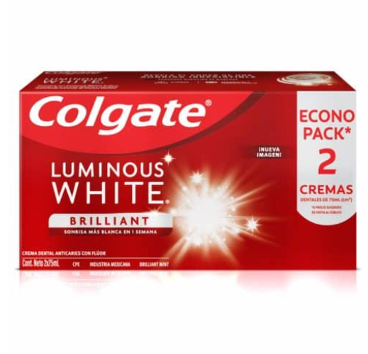 COLGATE PASTA LUMINOUS WHITE X 2 75 ML
